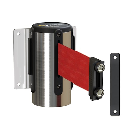 Montour Line Retractable Belt Barrier Wall Mnt PSteel Case Recessed 16ft. Red Belt WM215-PS-RD-RC-M-160